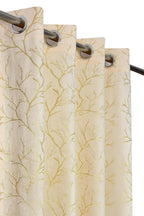 NACIA Golden Foil Print Velvet Curtains for Long Window, Door and Log Door | Decorative Eyelet Room Darkening Drapes with Metallic Tree Branch Design for Living Room and Home Décor, Pack of 1