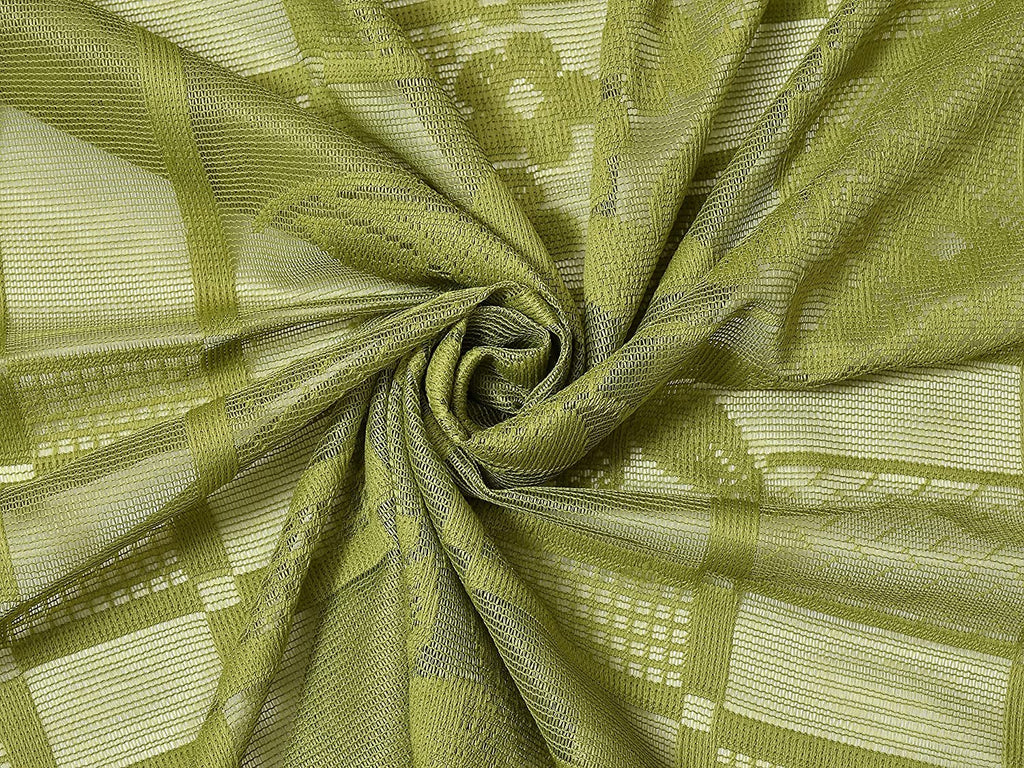 NACIA Heavy Polyester Net Semi Sheer Curtains for Door | Floral Design Grommet Curtains | Semi Transparent Window Drapes for Living Room Bedroom Home Décor