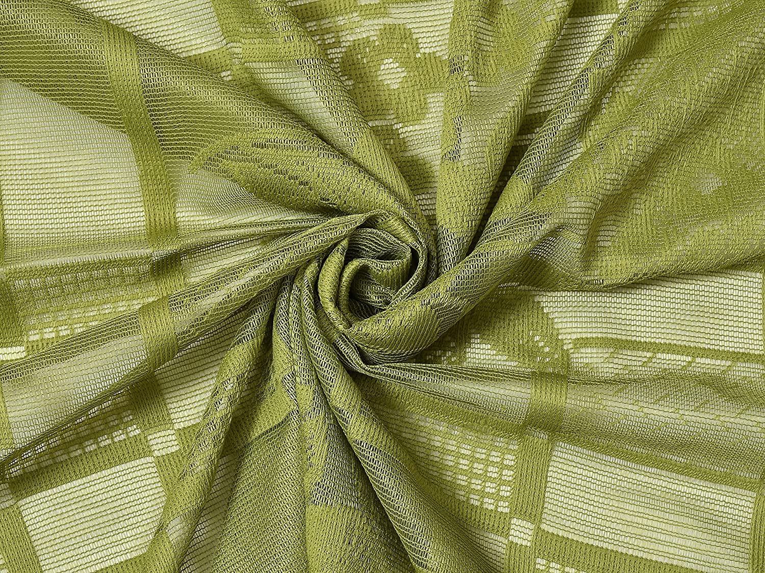 NACIA Heavy Polyester Net Semi Sheer Curtains for Door | Floral Design Grommet Curtains | Semi Transparent Window Drapes for Living Room Bedroom Home Décor