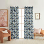 NACIA Cotton Room Darkening Printed Eyelet Curtains for Door, Long Door and Window | Geometric Printed Curtain Panel for Living Room and Bedroom | Grommet Window Drapes
