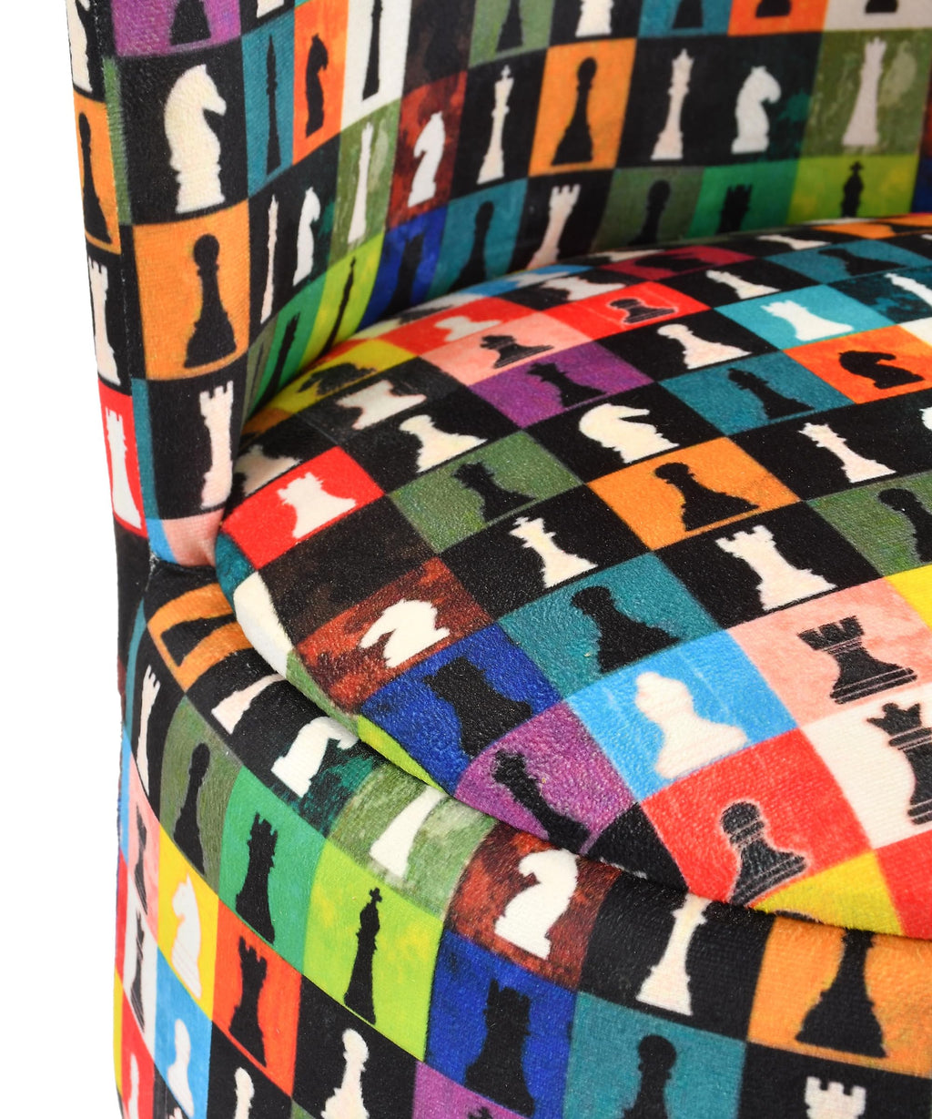 NACIA Velvet Printed Ottoman Chair | Dressing Table Chair for Bedroom Makeup Room Decor | Modern Upholstered Ottoman with Wooden Legs for Living Room & Home (18x18x32 Inches)