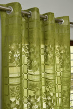 NACIA Heavy Polyester Net Semi Sheer Curtains for Door | Floral Design Grommet Curtains | Semi Transparent Window Drapes for Living Room Bedroom Home Décor