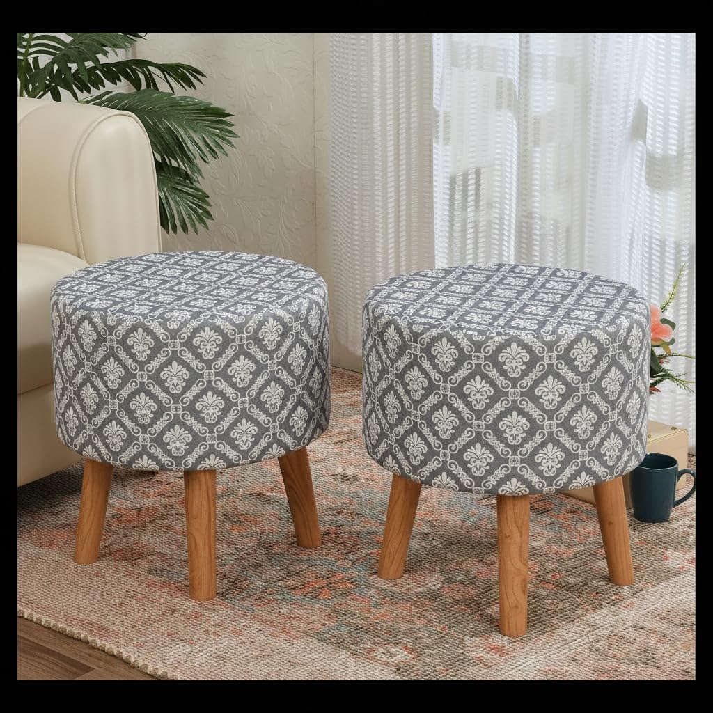 NACIA Elegant Ottoman Stool - Soft Cushioned Top for Seating & Footrest - Space-Saving, Stylish Design for Living Room, Bedroom & Office Spaces