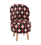 NACIA Velvet Printed Ottoman Chair with Stool Combo | Dressing Table Chair for Bedroom Makeup Room Decor | Modern Upholstered Ottoman with Wooden Legs for Living Room & Home