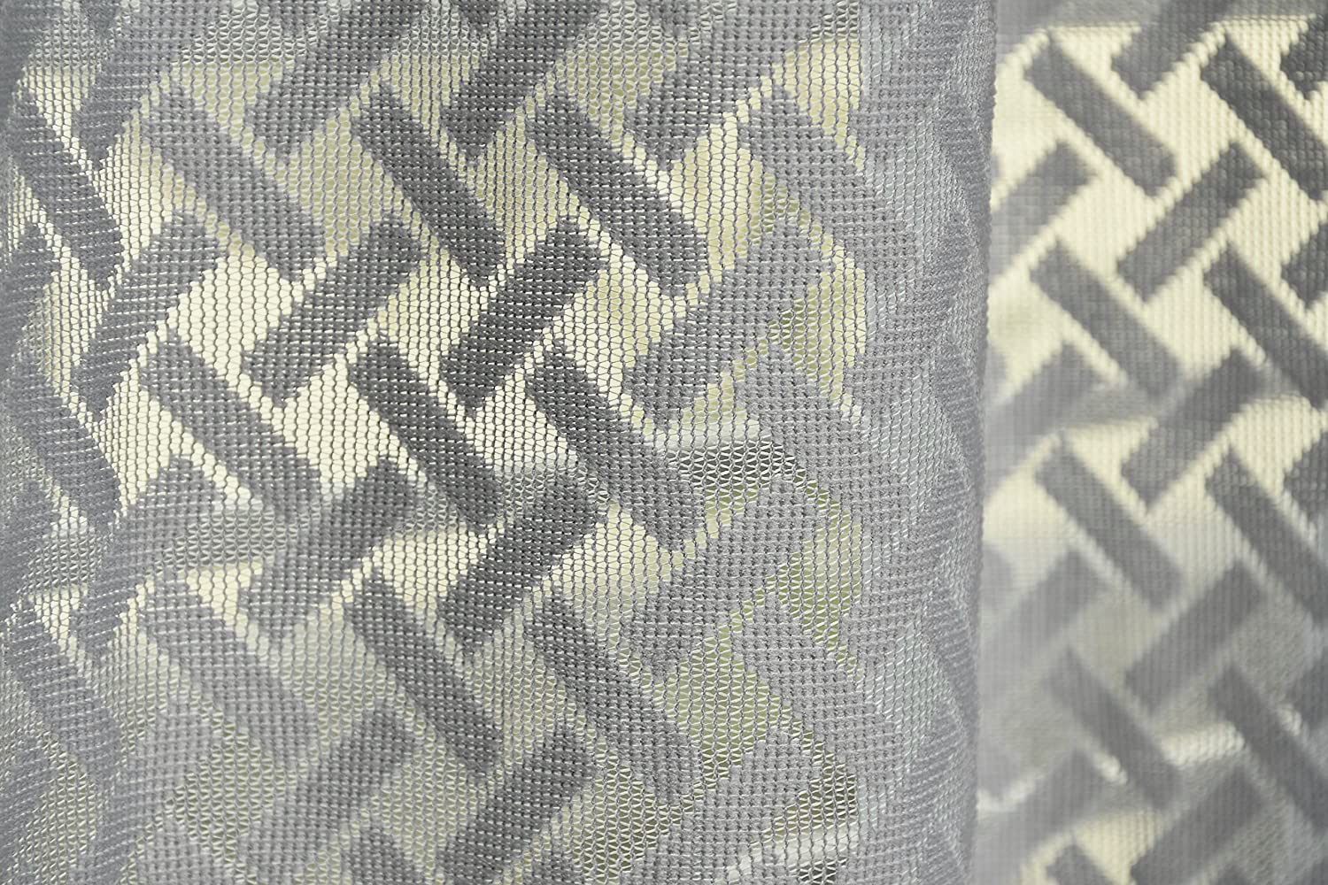 NACIA Criss Cross Net Semi Sheer Curtains | Geometric Door Curtains with Eyelet Rings | Light Filtering Polyester Curtains for Living Room and Bedroom