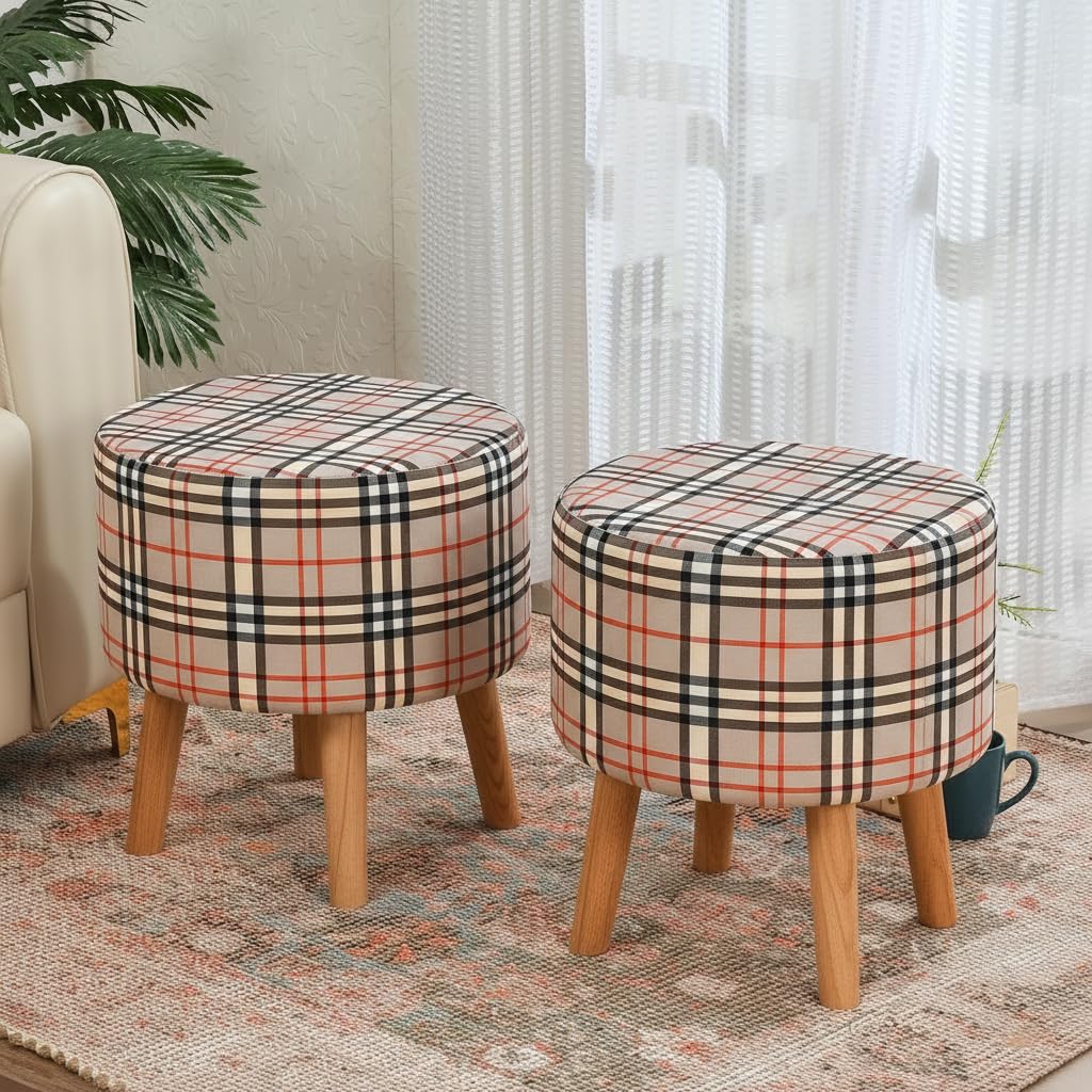 NACIA Elegant Ottoman Stool - Soft Cushioned Top for Seating & Footrest - Space-Saving, Stylish Design for Living Room, Bedroom & Office Spaces