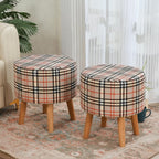 NACIA Elegant Ottoman Stool - Soft Cushioned Top for Seating & Footrest - Space-Saving, Stylish Design for Living Room, Bedroom & Office Spaces