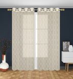 NACIA Heavy Polyester Net Semi Sheer Curtains for Door | Geometric Design Grommet Curtains | Semi Transparent Window Drapes for Living Room Bedroom Home Décor