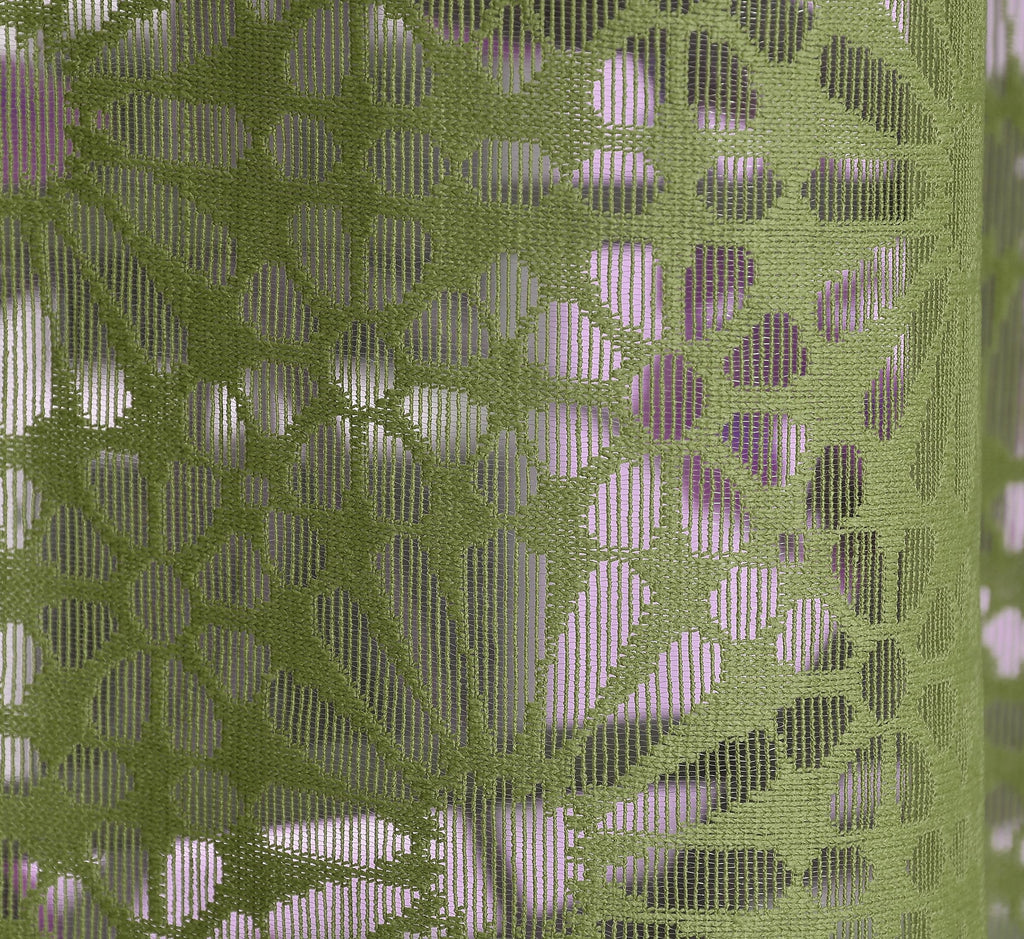 NACIA Heavy Polyester Net Semi Sheer Curtains for Door | Geometric Design Grommet Curtains | Semi Transparent Window Drapes for Living Room Bedroom Home Décor