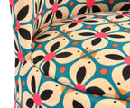 NACIA Velvet Printed Ottoman Chair | Dressing Table Chair for Bedroom Makeup Room Decor | Modern Upholstered Ottoman with Wooden Legs for Living Room & Home (18x18x32 Inches)