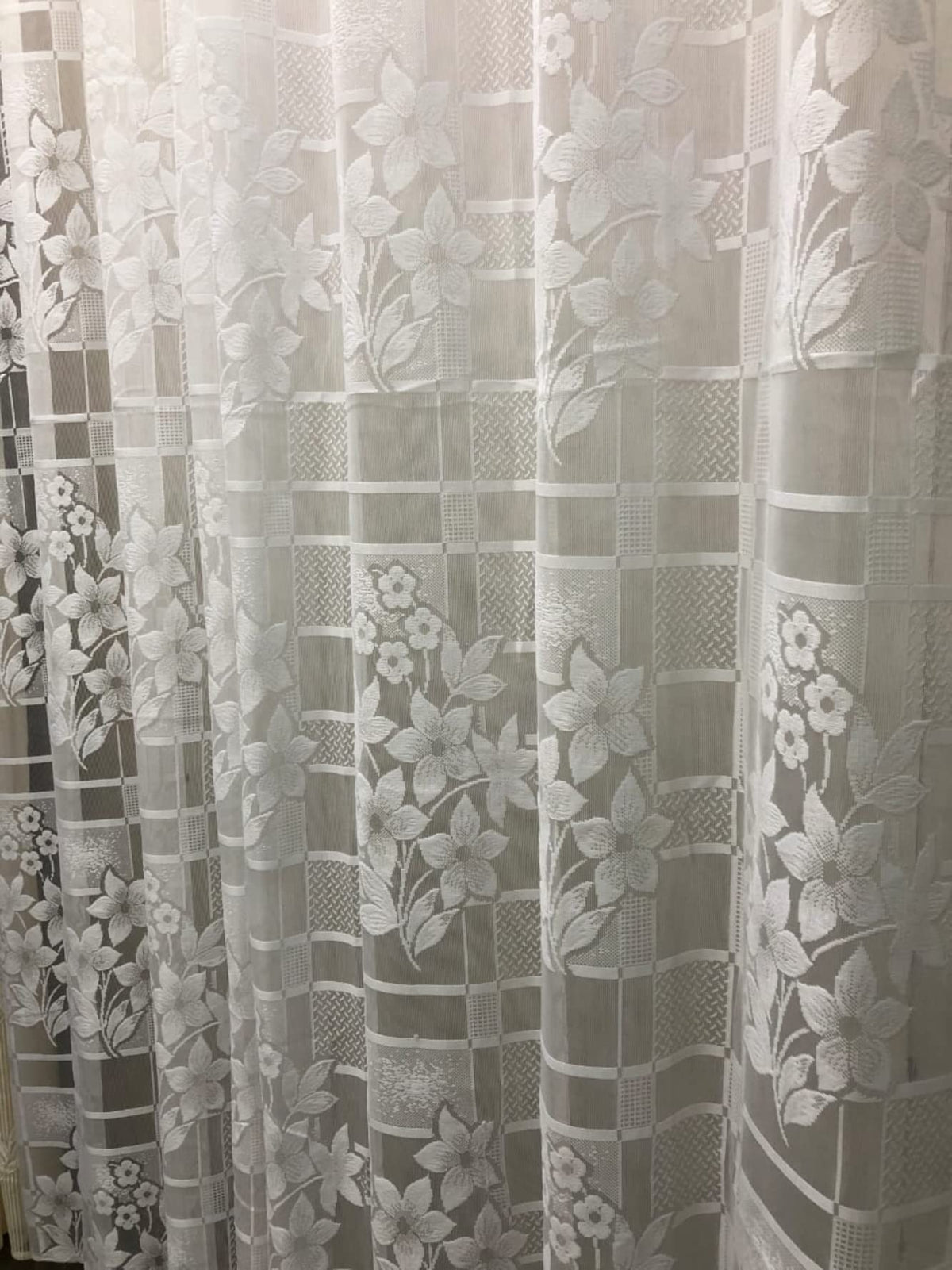 NACIA Heavy Polyester Net Semi Sheer Curtains for Door | Floral Design Grommet Curtains | Semi Transparent Window Drapes for Living Room Bedroom Home Décor