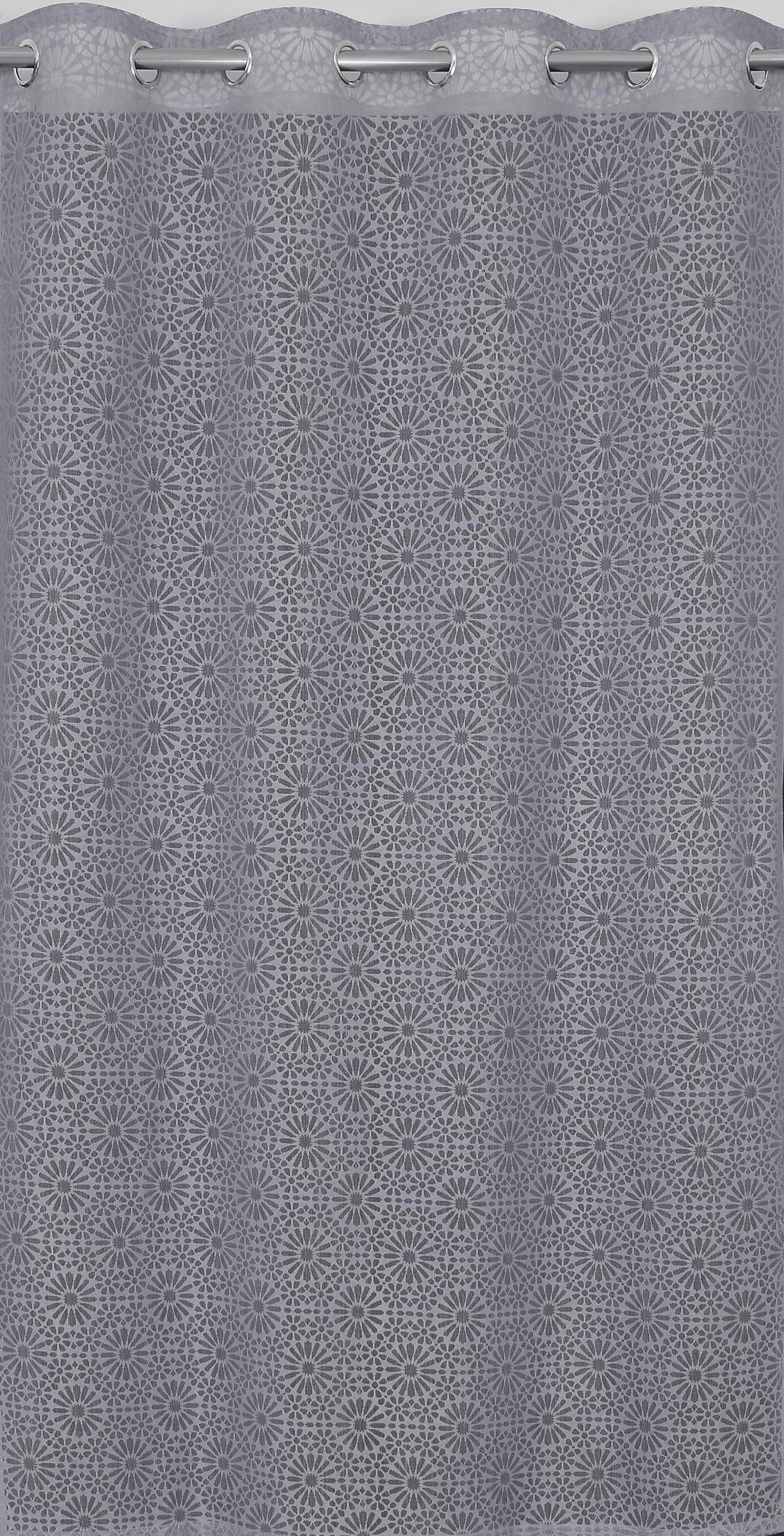 NACIA Heavy Polyester Net Semi Sheer Curtains for Door | Geometric Design Grommet Curtains | Semi Transparent Window Drapes for Living Room Bedroom Home Décor