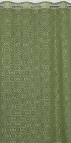 NACIA Heavy Polyester Net Semi Sheer Curtains for Door | Geometric Design Grommet Curtains | Semi Transparent Window Drapes for Living Room Bedroom Home Décor