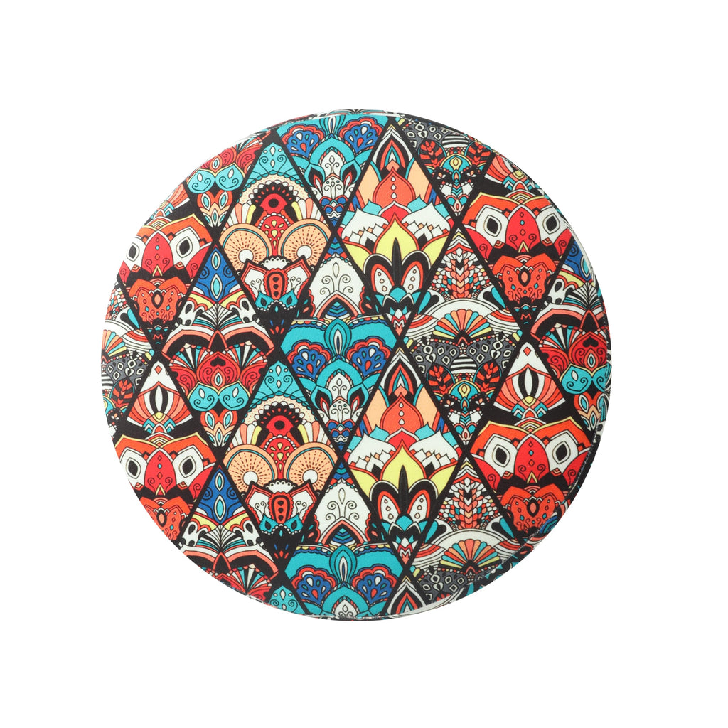 NACIA Printed Ottoman Stool for Living Room | Wooden Pouffe for Sitting and Footrest | Furniture for Home Decor