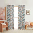 NACIA Cotton Room Darkening Printed Eyelet Curtains for Door, Long Door and Window | Geometric Printed Curtain Panel for Living Room and Bedroom | Grommet Window Drapes