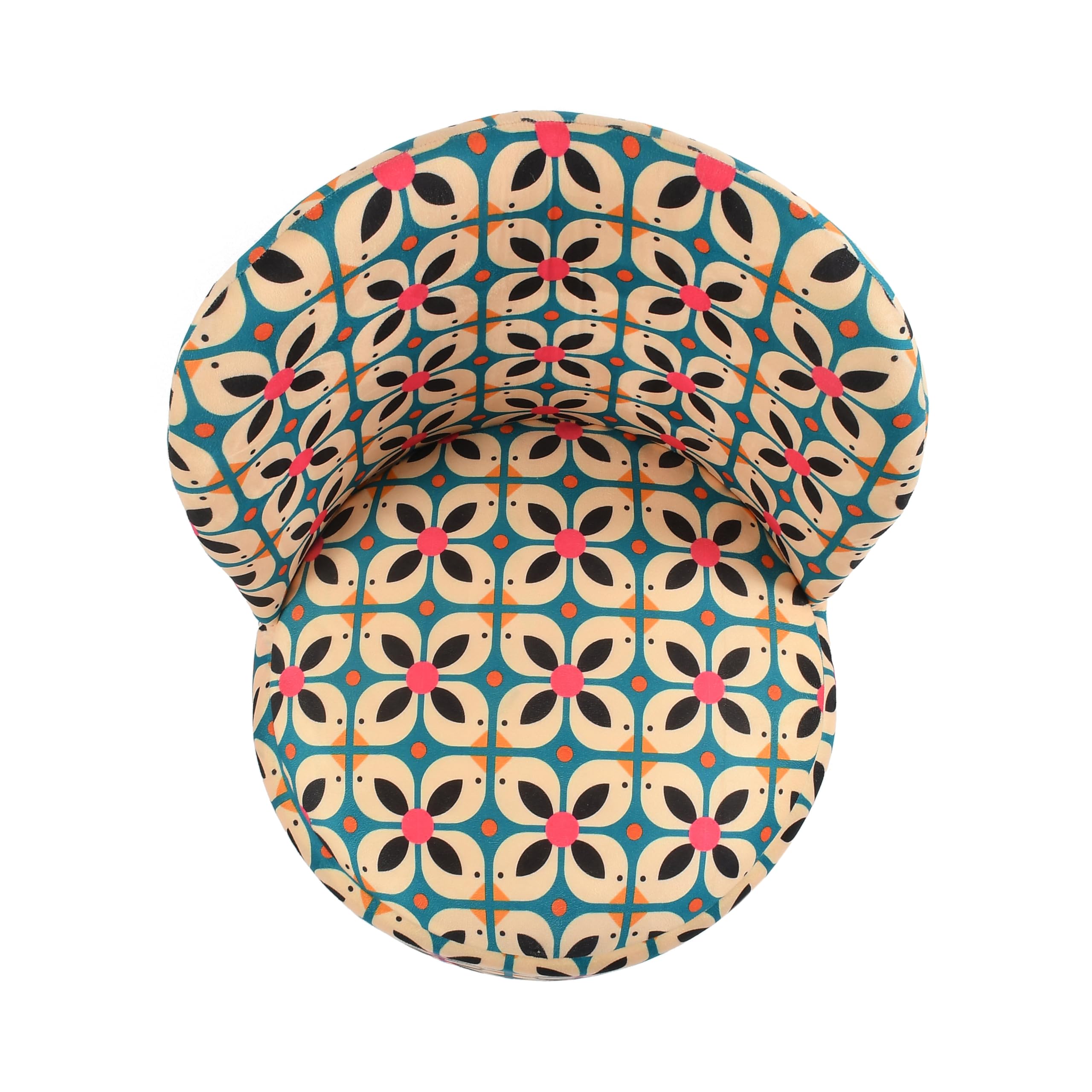 NACIA Velvet Printed Ottoman Chair with Stool Combo | Dressing Table Chair for Bedroom Makeup Room Decor | Modern Upholstered Ottoman with Wooden Legs for Living Room & Home