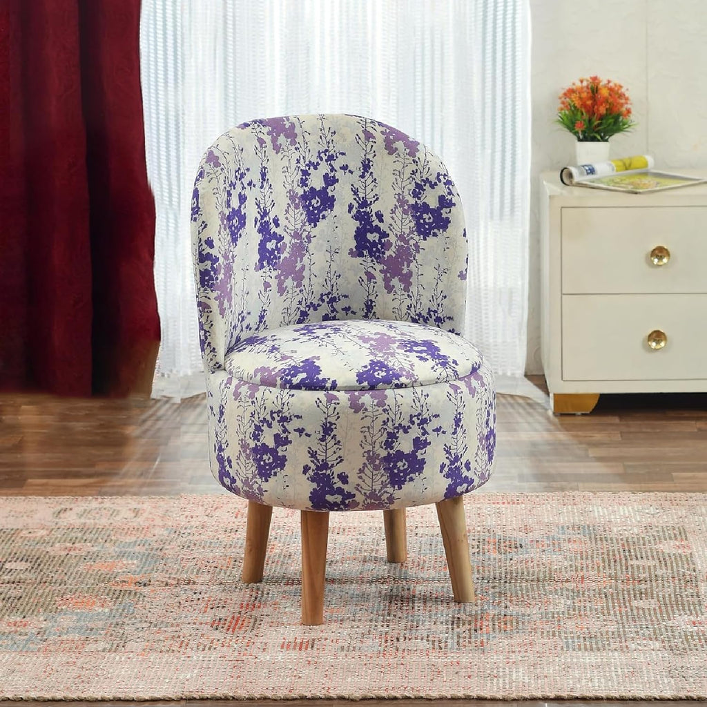 NACIA Velvet Printed Ottoman Chair | Dressing Table Chair for Bedroom Makeup Room Decor | Modern Upholstered Ottoman with Wooden Legs for Living Room & Home (18x18x32 Inches)