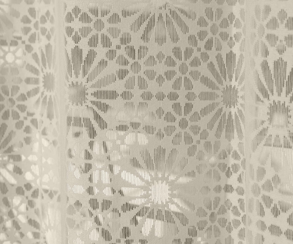 NACIA Heavy Polyester Net Semi Sheer Curtains for Door | Geometric Design Grommet Curtains | Semi Transparent Window Drapes for Living Room Bedroom Home Décor