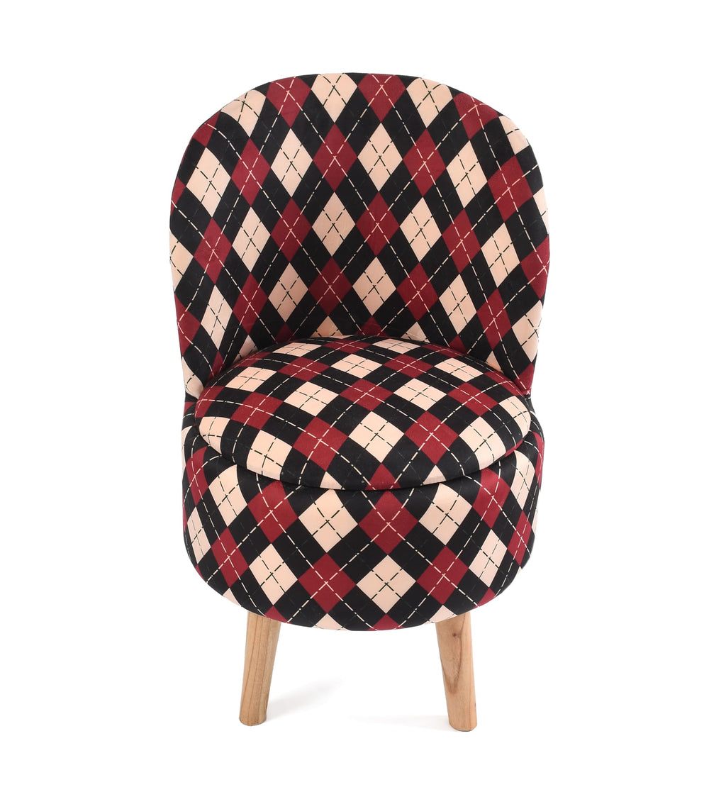 NACIA Velvet Printed Ottoman Chair | Dressing Table Chair for Bedroom Makeup Room Decor | Modern Upholstered Ottoman with Wooden Legs for Living Room & Home (18x18x32 Inches)