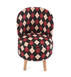 NACIA Velvet Printed Ottoman Chair | Dressing Table Chair for Bedroom Makeup Room Decor | Modern Upholstered Ottoman with Wooden Legs for Living Room & Home (18x18x32 Inches)