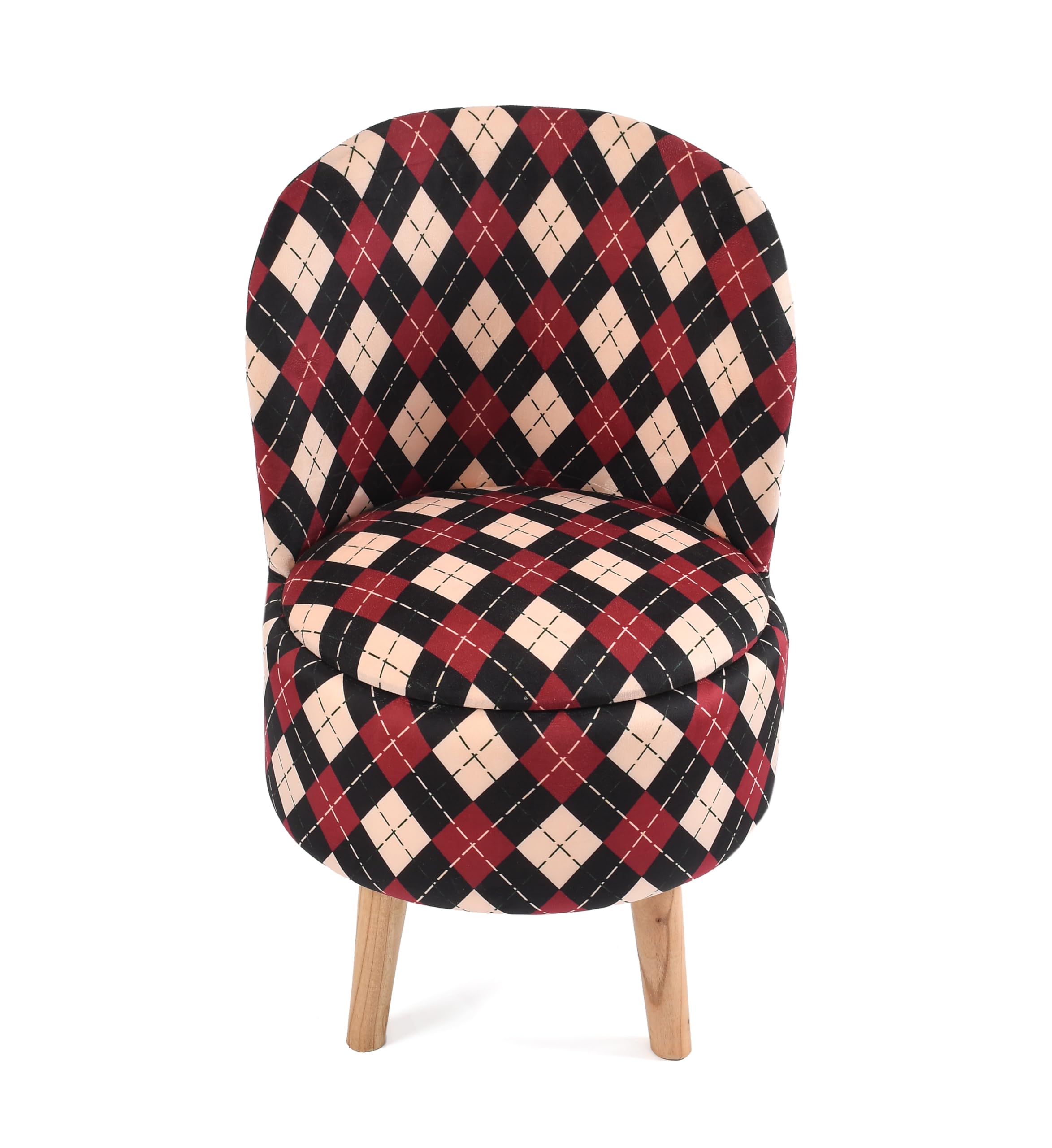 NACIA Velvet Printed Ottoman Chair | Dressing Table Chair for Bedroom Makeup Room Decor | Modern Upholstered Ottoman with Wooden Legs for Living Room & Home (18x18x32 Inches)