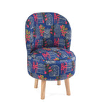 NACIA Velvet Printed Ottoman Chair with Stool Combo | Dressing Table Chair for Bedroom Makeup Room Decor | Modern Upholstered Ottoman with Wooden Legs for Living Room & Home