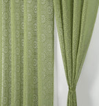 NACIA Heavy Polyester Net Semi Sheer Curtains for Door | Geometric Design Grommet Curtains | Semi Transparent Window Drapes for Living Room Bedroom Home Décor