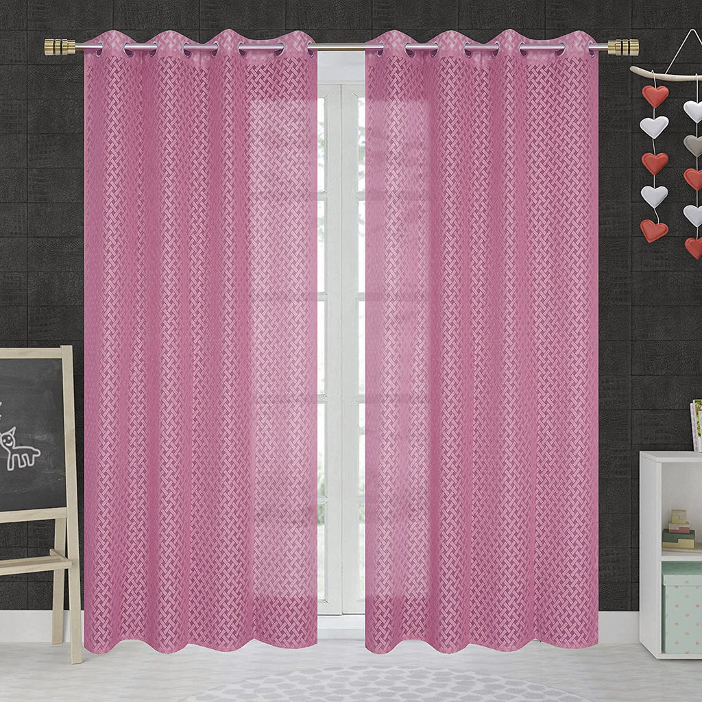 NACIA Criss Cross Net Semi Sheer Curtains | Geometric Door Curtains with Eyelet Rings | Light Filtering Polyester Curtains for Living Room and Bedroom