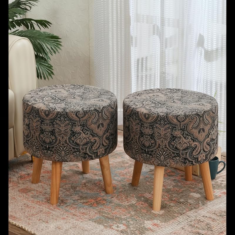 NACIA Elegant Ottoman Stool - Soft Cushioned Top for Seating & Footrest - Space-Saving, Stylish Design for Living Room, Bedroom & Office Spaces