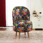 NACIA Velvet Printed Ottoman Chair | Dressing Table Chair for Bedroom Makeup Room Decor | Modern Upholstered Ottoman with Wooden Legs for Living Room & Home (18x18x32 Inches)