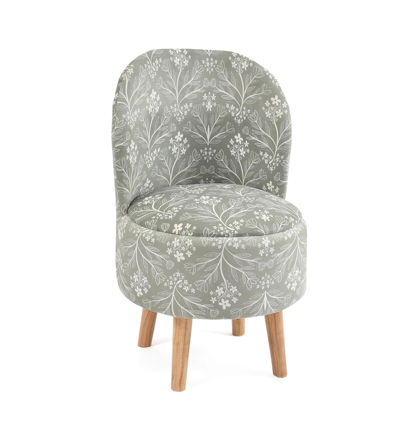 NACIA Velvet Printed Ottoman Chair | Dressing Table Chair for Bedroom Makeup Room Decor | Modern Upholstered Ottoman with Wooden Legs for Living Room & Home (18x18x32 Inches)