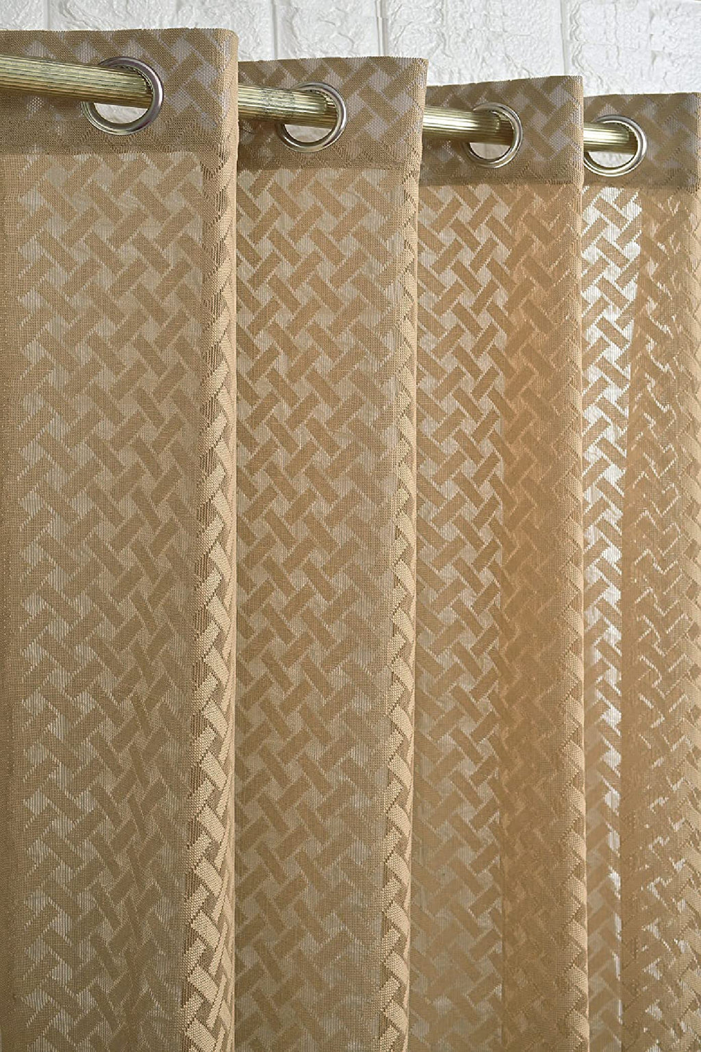 NACIA Criss Cross Net Semi Sheer Curtains | Geometric Door Curtains with Eyelet Rings | Light Filtering Polyester Curtains for Living Room and Bedroom