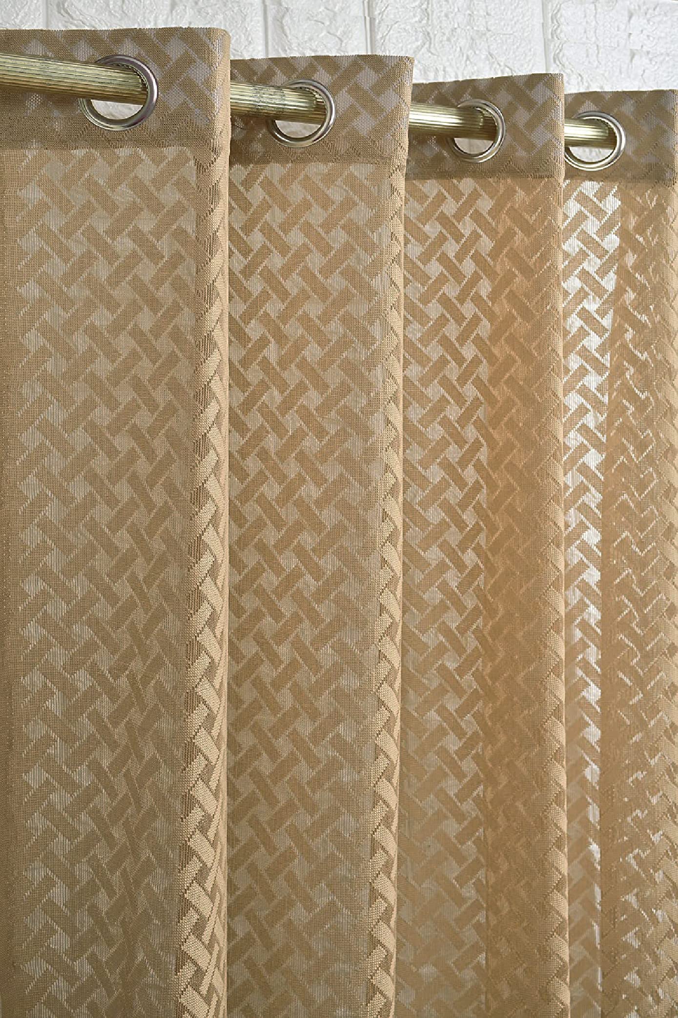 NACIA Criss Cross Net Semi Sheer Curtains | Geometric Door Curtains with Eyelet Rings | Light Filtering Polyester Curtains for Living Room and Bedroom