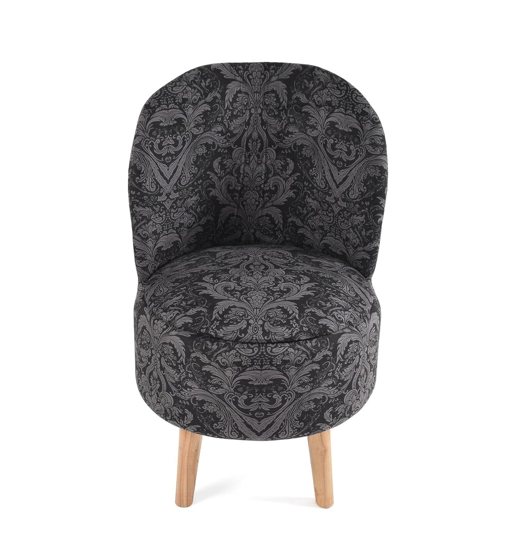 NACIA Velvet Printed Ottoman Chair with Stool Combo | Dressing Table Chair for Bedroom Makeup Room Decor | Modern Upholstered Ottoman with Wooden Legs for Living Room & Home