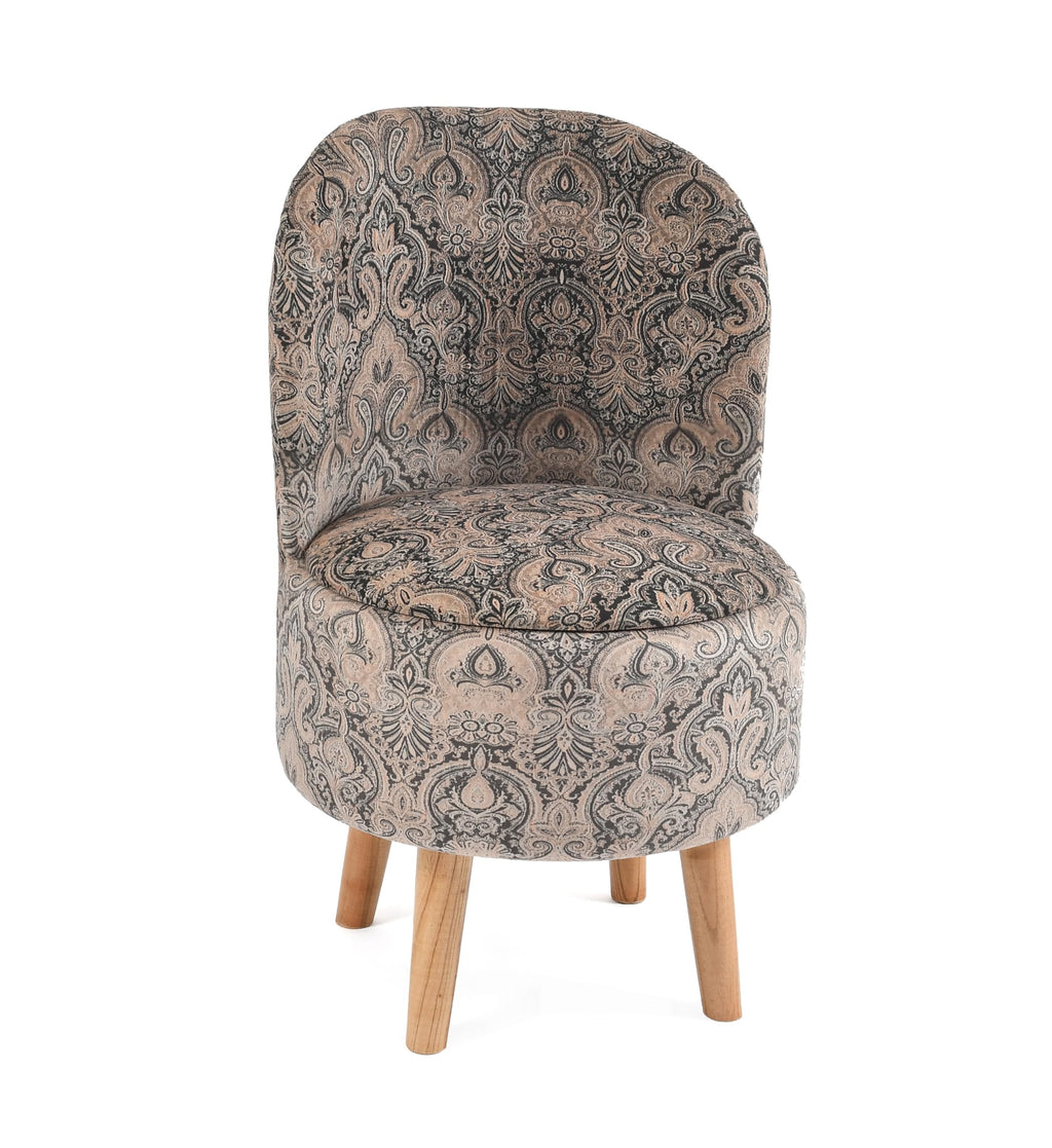 NACIA Velvet Printed Ottoman Chair | Dressing Table Chair for Bedroom Makeup Room Decor | Modern Upholstered Ottoman with Wooden Legs for Living Room & Home (18x18x32 Inches)