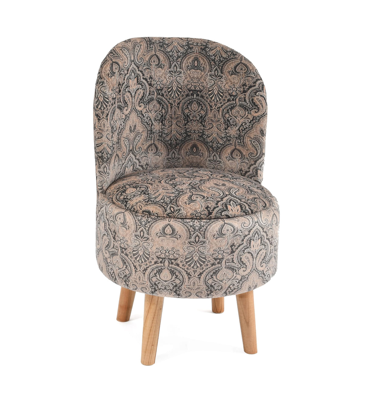 NACIA Velvet Printed Ottoman Chair | Dressing Table Chair for Bedroom Makeup Room Decor | Modern Upholstered Ottoman with Wooden Legs for Living Room & Home (18x18x32 Inches)