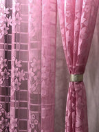 NACIA Heavy Polyester Net Semi Sheer Curtains for Door | Floral Design Grommet Curtains | Semi Transparent Window Drapes for Living Room Bedroom Home Décor