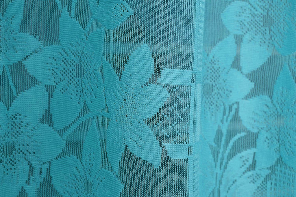 NACIA Heavy Polyester Net Semi Sheer Curtains for Door | Floral Design Grommet Curtains | Semi Transparent Window Drapes for Living Room Bedroom Home Décor