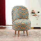 NACIA Velvet Printed Ottoman Chair | Dressing Table Chair for Bedroom Makeup Room Decor | Modern Upholstered Ottoman with Wooden Legs for Living Room & Home (18x18x32 Inches)
