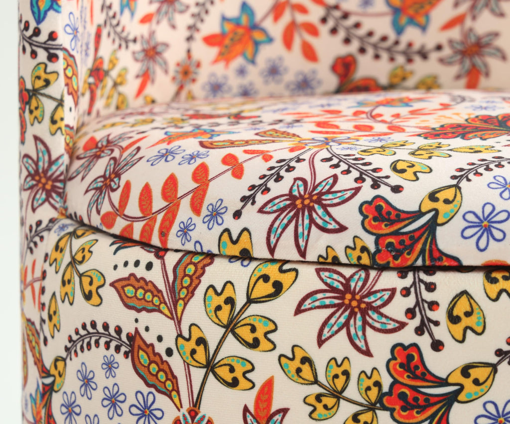 NACIA Velvet Printed Ottoman Chair | Dressing Table Chair for Bedroom Makeup Room Decor | Modern Upholstered Ottoman with Wooden Legs for Living Room & Home (18x18x32 Inches)