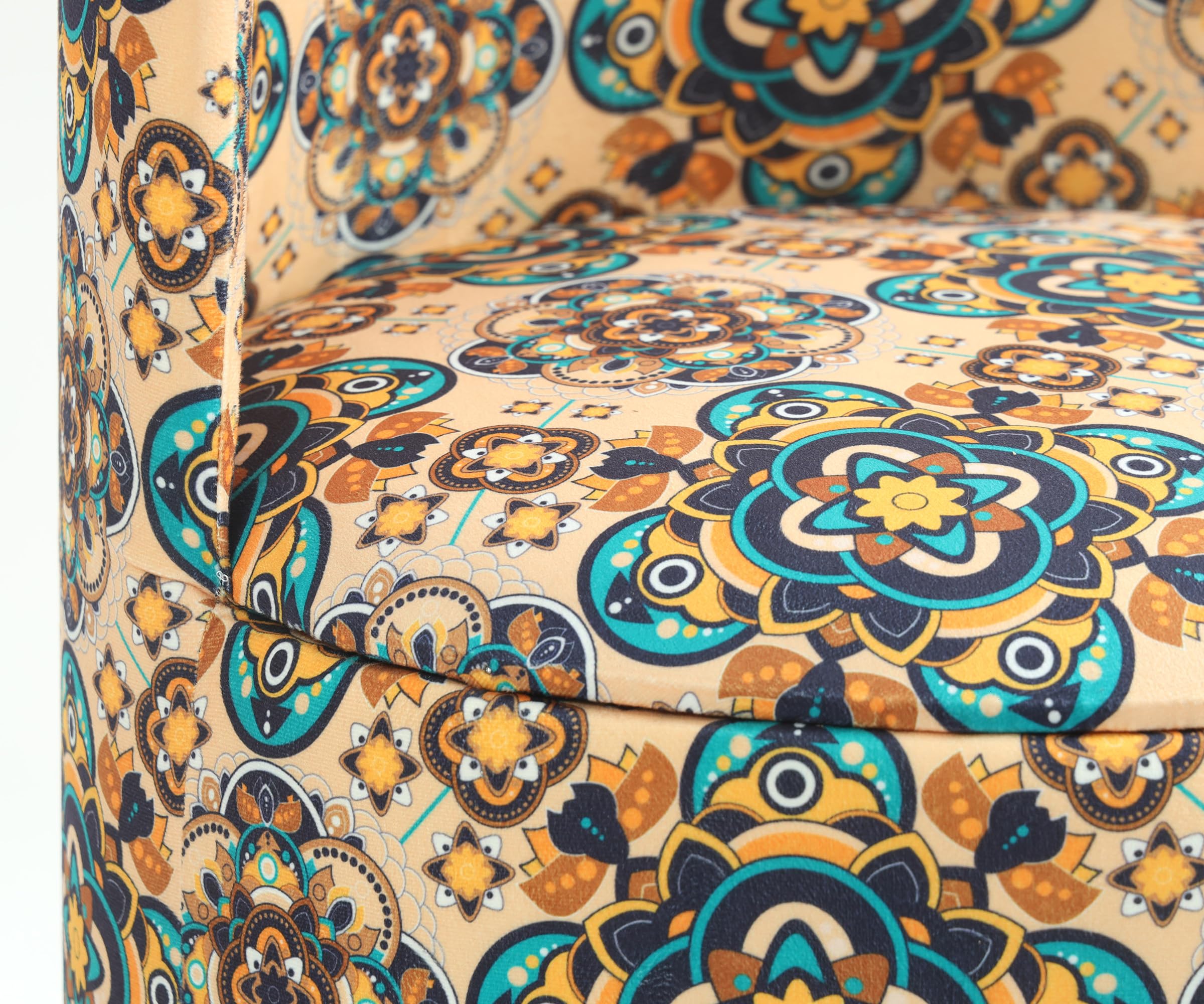 NACIA Velvet Printed Ottoman Chair | Dressing Table Chair for Bedroom Makeup Room Decor | Modern Upholstered Ottoman with Wooden Legs for Living Room & Home (18x18x32 Inches)