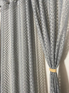 NACIA Criss Cross Net Semi Sheer Curtains | Geometric Door Curtains with Eyelet Rings | Light Filtering Polyester Curtains for Living Room and Bedroom