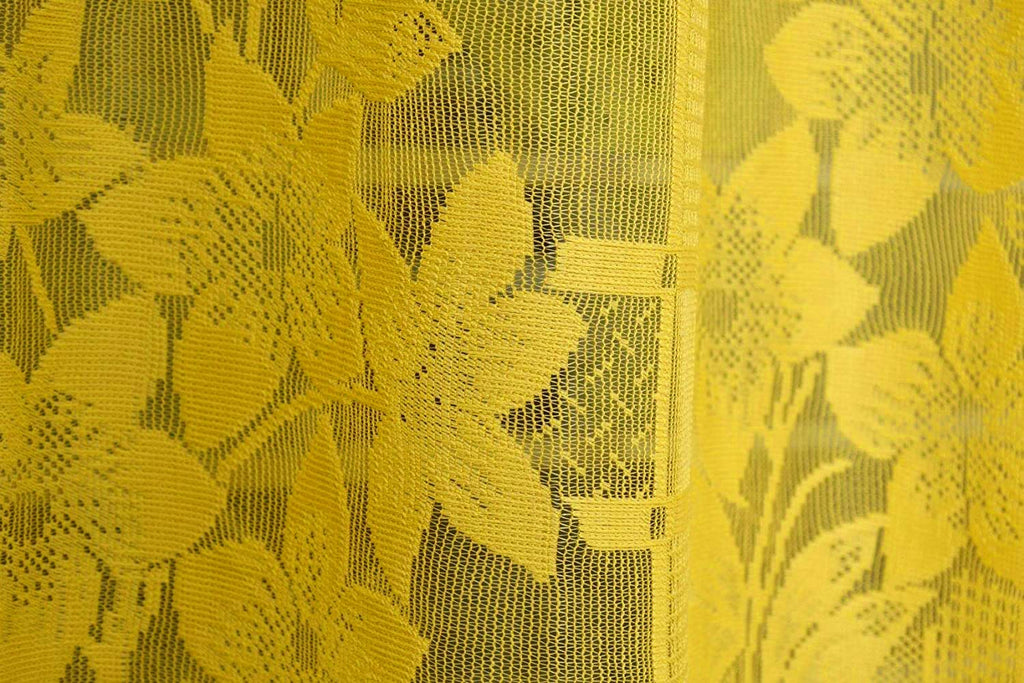 NACIA Heavy Polyester Net Semi Sheer Curtains for Door | Floral Design Grommet Curtains | Semi Transparent Window Drapes for Living Room Bedroom Home Décor