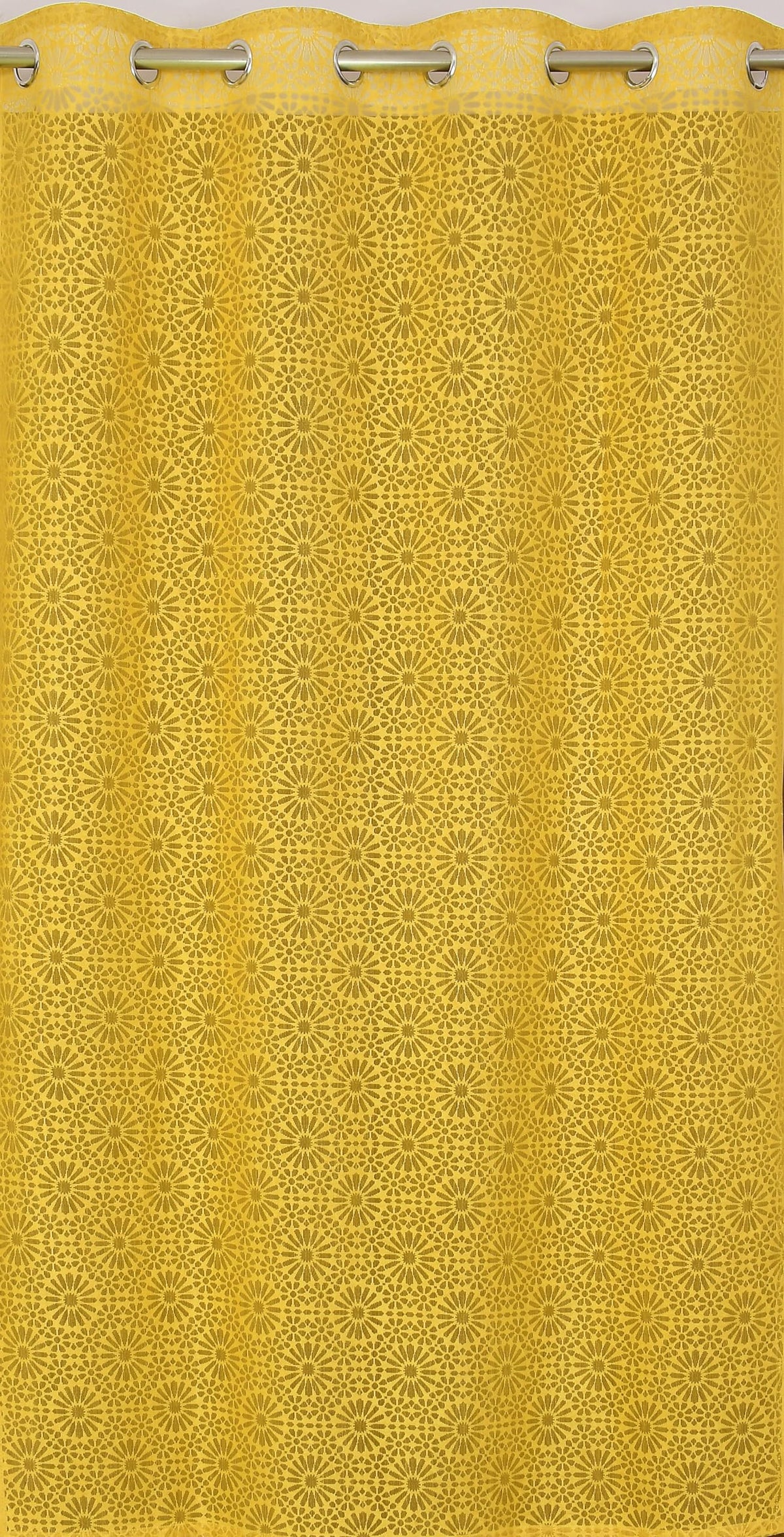 NACIA Heavy Polyester Net Semi Sheer Curtains for Door | Geometric Design Grommet Curtains | Semi Transparent Window Drapes for Living Room Bedroom Home Décor