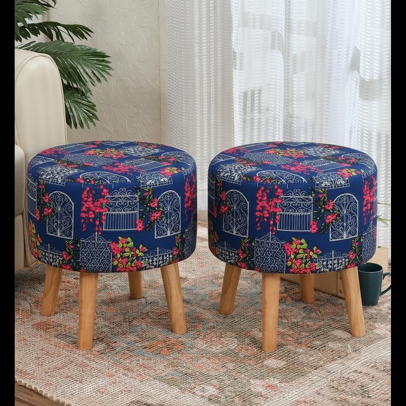 NACIA Elegant Ottoman Stool - Soft Cushioned Top for Seating & Footrest - Space-Saving, Stylish Design for Living Room, Bedroom & Office Spaces