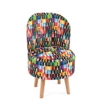 NACIA Velvet Printed Ottoman Chair with Stool Combo | Dressing Table Chair for Bedroom Makeup Room Decor | Modern Upholstered Ottoman with Wooden Legs for Living Room & Home