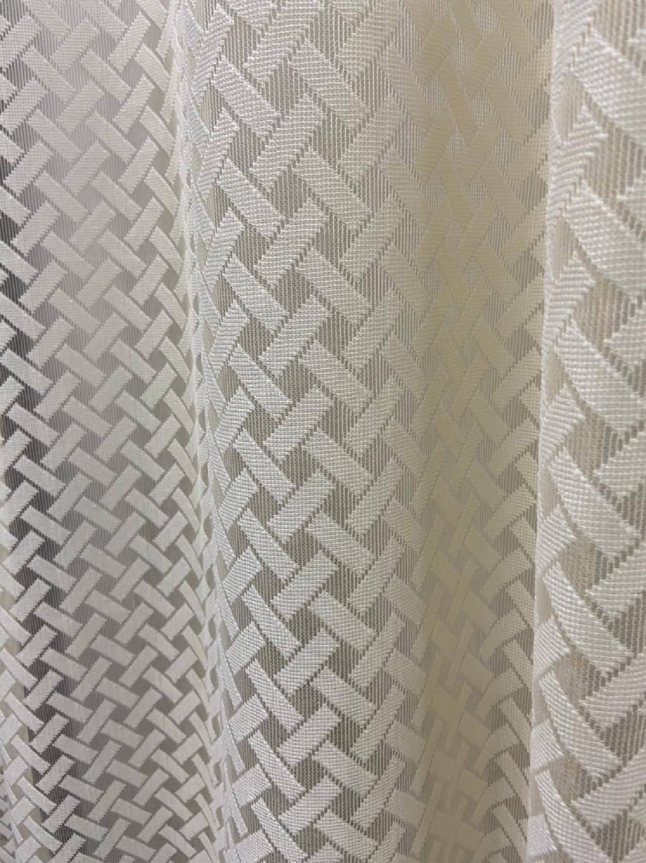 NACIA Criss Cross Net Semi Sheer Curtains | Geometric Door Curtains with Eyelet Rings | Light Filtering Polyester Curtains for Living Room and Bedroom