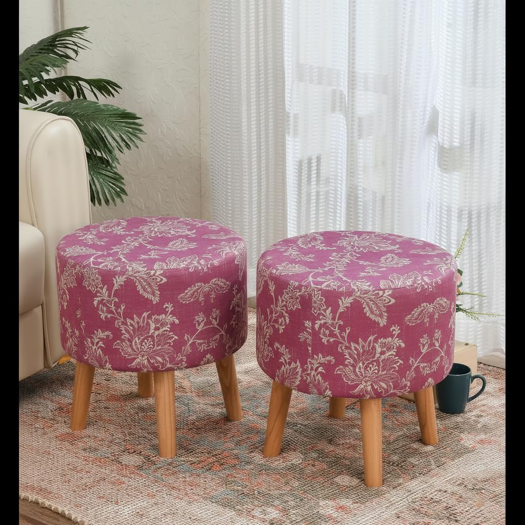 NACIA Elegant Ottoman Stool - Soft Cushioned Top for Seating & Footrest - Space-Saving, Stylish Design for Living Room, Bedroom & Office Spaces