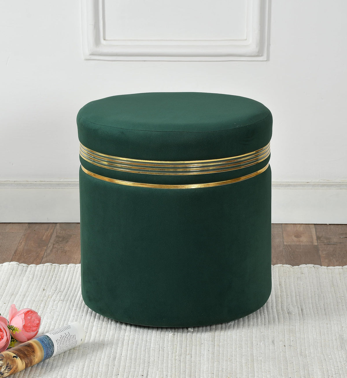 NACIA Wooden Ottoman Stool for Living Room, Ottoman pouffes for Sitting, Puffy Chair Bench for Home Decor, Ottoman & Stools, Footrest Pouf Foot Stool for Office Room Décor