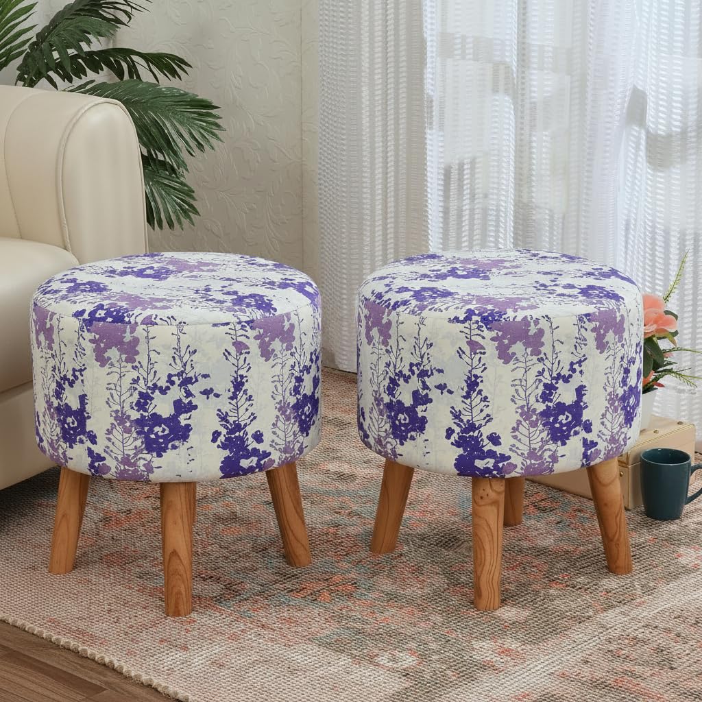 NACIA Elegant Ottoman Stool - Soft Cushioned Top for Seating & Footrest - Space-Saving, Stylish Design for Living Room, Bedroom & Office Spaces